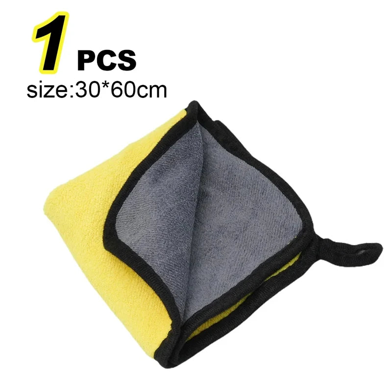 5Pcs Car Microfiber Cleaning Towels Thicken Double Layer Soft Drying Cloth Towel Car Care Detailing Towel Wash Rags 30/40/60cm