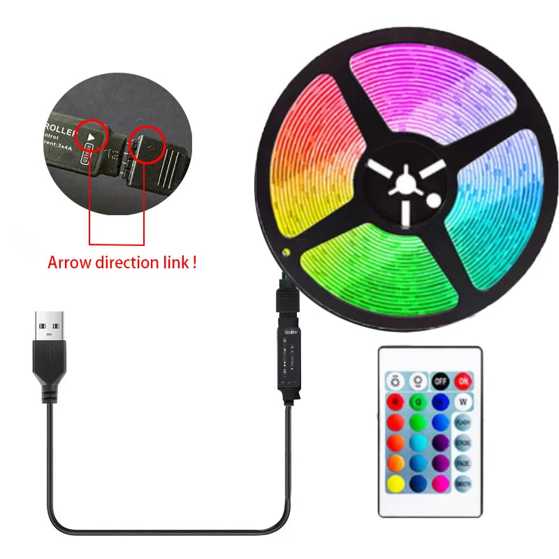 LED 5050 Light Strip 5M 10M 20M 40M RGB TV Background Light Bluetooth Control USB Game Room Family Party Decorative Light Strip