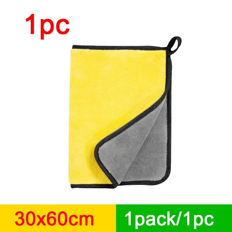 5Pcs Car Microfiber Cleaning Towels Thicken Double Layer Soft Drying Cloth Towel Car Care Detailing Towel Wash Rags 30/40/60cm